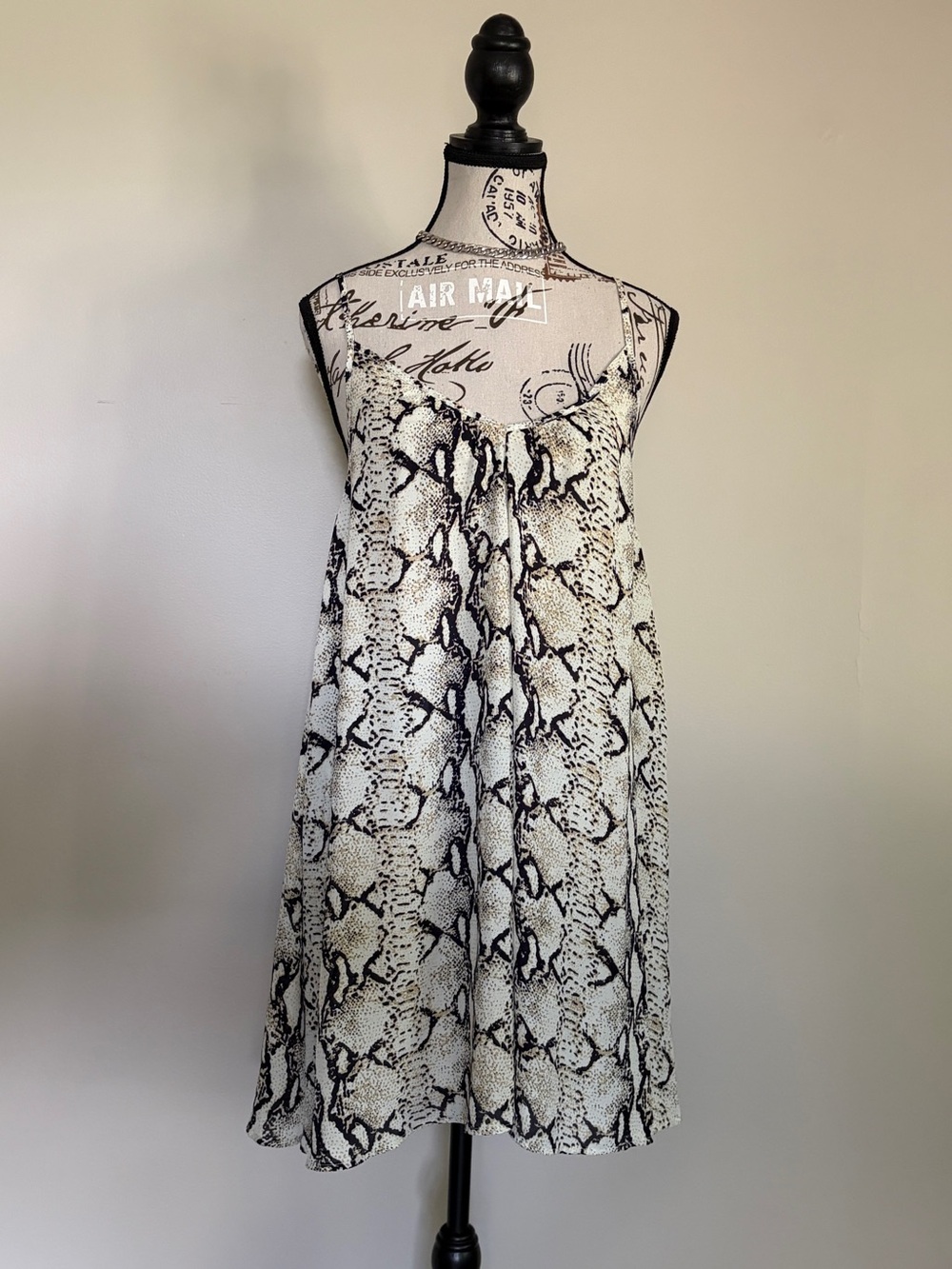Y2K style Snakeskin print mini baby doll dress